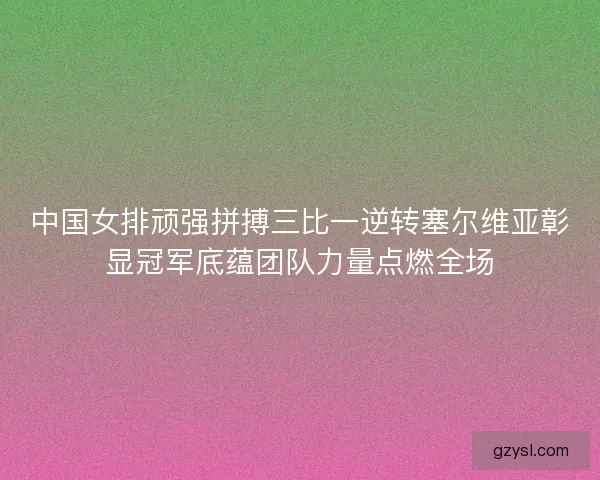 中国女排顽强拼搏三比一逆转塞尔维亚彰显冠军底蕴团队力量点燃全场